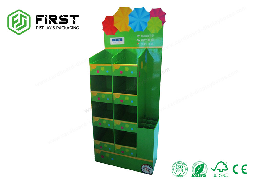 UV Coating Customized Logo Cardboard Floor Displays , Sturdy Structure Corrugated POP Displays