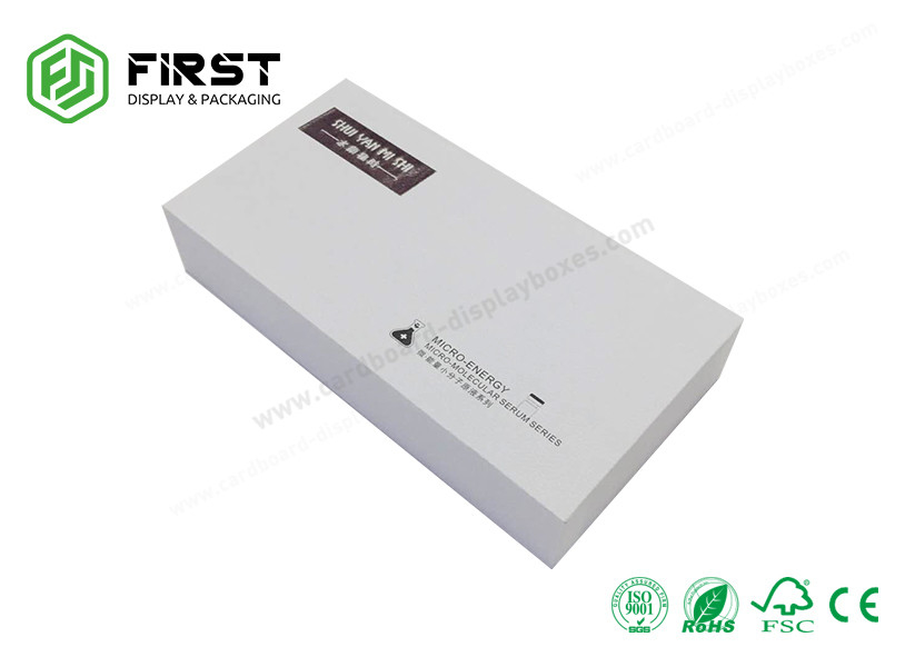 White Cardboard Rigid High End Gift Boxes Handmade Hot Stamping Logo With Lid
