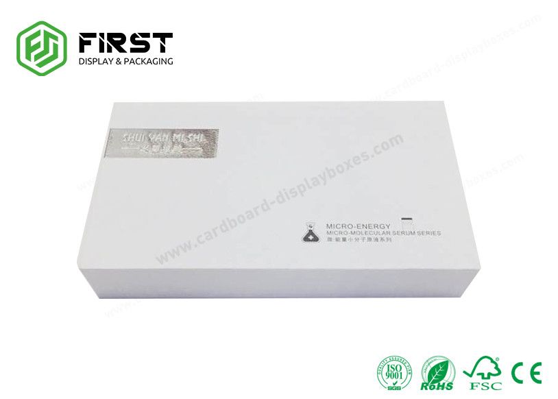 White Cardboard Rigid High End Gift Boxes Handmade Hot Stamping Logo With Lid